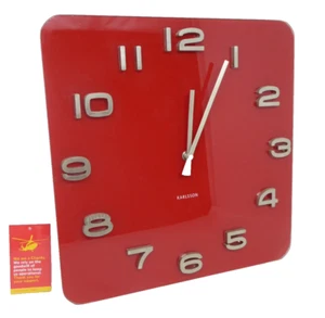 Red Karlsson Wall Clock Retro Vintage Design By Box32 KB5 - Picture 1 of 9