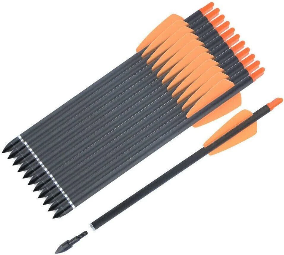 New 12 Pcs 15" Crossbow Bolts Carbon Arrows 2 Vanes Nocks Precise Strike Hunting - Image 1 of 4