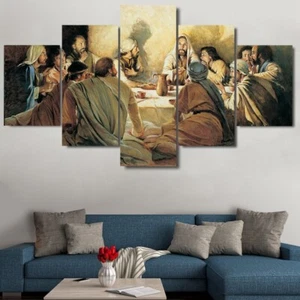 Jesus & Disciples The Last Supper Canvas Print Painting Wall Art Home Decor 5PCS - Picture 1 of 3