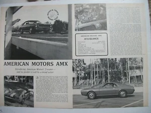 1968 AMERICAN MOTORS AMX 4 PAGE USA MAGAZINE ROAD TEST ARTICLE - Picture 1 of 2