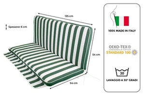 Cuscini per Dondolo cm135 sfoderabile con tettuccio per Esterni bianco verde - Foto 1 di 6