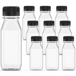 5 Pcs 8 Oz Plastic Juice Bottle Reusable Transparent Bulk Beverage Containers Wi - Picture 1 of 7