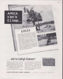 1943 Druckanzeige Lehigh Portland Cement Afrika ist Gastgeber für US-Truppen & Lehigh WWII - Bild 1 von 1