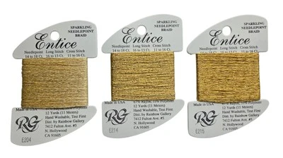 Rainbow Gallery Entice Sparkling Needlepoint Braid Lot of 3 Stitching Thread - Image 1 of 4