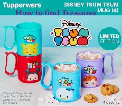 L5) BRAND NEW TUPPERWARE DISNEY TSUM TSUM SET OF 4 X 300ml MUGS LIMITED EDITION - Image 1 of 3