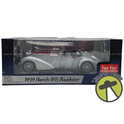 Sun Star 1939 Horch 855 Roadster Silver W Red 1:18 Metal Die-Cast Vehicle # 2402 - Image 1 of 4