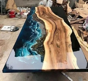 Custom Epoxy Dining Table Top | Handmade River Resin Wood - Picture 1 of 2