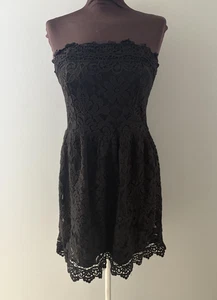Black Lace Dress Size M Floral Strapless Y2K Whimsy Goth Witchy Cocktail - Picture 1 of 13