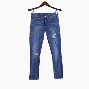 Jeans True Religion taglia 25 Halle Mid Rise super skinny blu invecchiato - Foto 1 di 10