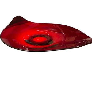 Wikinger Glas Abstrakt Länglich Platte Konsole Schale Vintage Rot Mid Century 70er - Bild 1 von 9