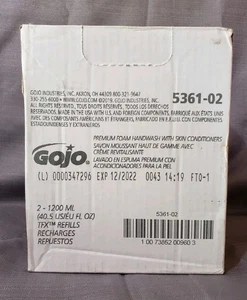 GOJO TFX Luxury Foam Hand Wash w/Skin Conditioners 2 Pack 1200ml Refills NOS - Picture 1 of 3