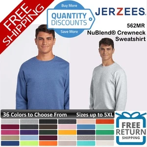 🔥 JERZEES Unisex NuBlend Pre-shrunk Crewneck Sweatshirt Up To 5XL 562MR b - Picture 1 of 121
