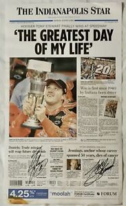 Tony Stewart & J.J. Yeley Signed / Autographed Indianapolis Newspaper Print