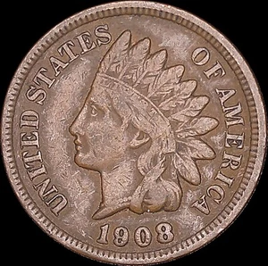 1908 1C Indian Head Cent Ungraded Circulated BN - Picture 1 of 2