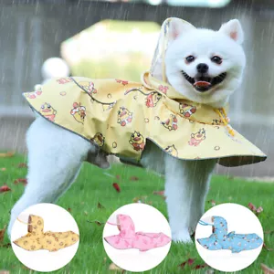 Cartoon Print Pet Dog Raincoat Waterproof Jumpsuit Clothes Pet Jacket Vest PU - Picture 1 of 15