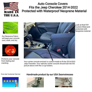 Center Console Cover in Neoprene Material Fits Jeep Cherokee 2014-2021 Z1N - Bild 1 von 11