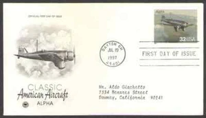US. 3142e. 32c. Alpha, Classic American Aircraft. ArtCraft FDC. 1997 - Picture 1 of 1