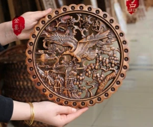 Camphor Wood Carved Eagle Plaque Wall Hanging Wooden Sculpture Art Décor 60635 - Picture 1 of 1