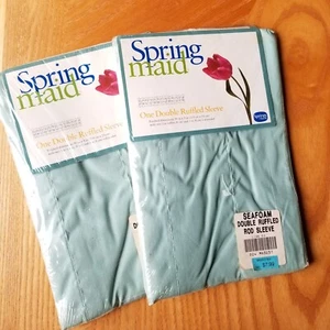 2 SpringMaid Double Ruffled Sleeve Valances Seafoam Green 90" X 9" VTG NOS - Picture 1 of 7
