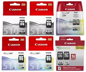Original Canon PG-510 Schwarz & CL-511 Farbe Tintenpatronen PG-512 & CL-513 SET - Bild 1 von 11
