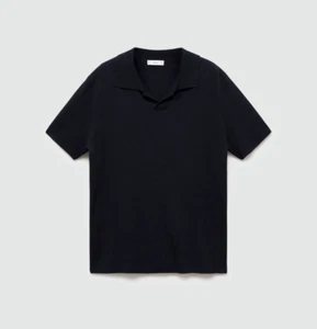 NWT Mango MNG MAN Collared Short Sleeve Sweater Polo in Dark Navy Sz L / Large - Picture 1 of 17