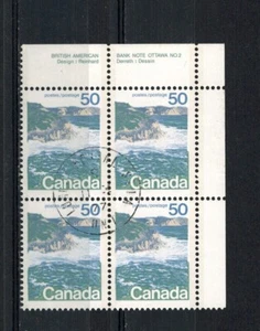 CANADA SCOTT 598aii PLATE BLOCK NO.2 WITH FLRSC FIBERS ON BACK USED WITH CDS. - Picture 1 of 1
