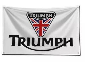 Triumph Motorcycles USA Racing Werbe Banner 150 x 90 cm große Fahne Flagge weiß - Bild 1 von 1