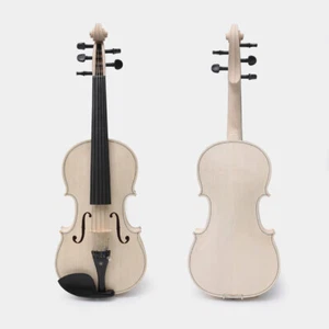 5 String Violin 4/4 Full Size White Violin Stradivari Maple Spruce Ebony Parts - Picture 1 of 8