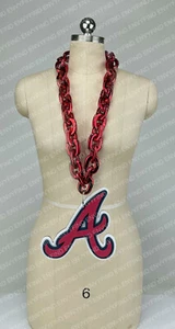 New MLB ATLANTA BRAVES RED Jumbo Big Fan Chain Necklace Foam MI USA - Picture 1 of 3