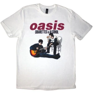 Camiseta Oasis Cigarettes & Alcohol Noel Liam Gallagher Oficial Nueva Blanca - Imagen 1 de 4