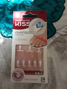 Kiss, Everlasting French Tip Zehennagel Set, 24 Nägel, Kleber, Feile, Stick Neu im Karton - Bild 1 von 4