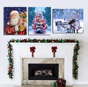 Merry Christmas Pictures Framed, Santa Claus, Santa Deer, Christmas tree Poster - Picture 1 of 13