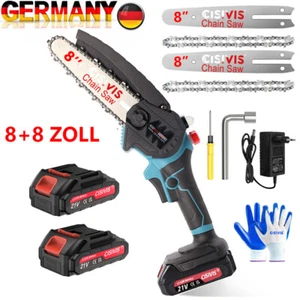 8+8 Zoll Kleine Akku-Elektrokettensäge Mini Einhandsäge Astsäge 21V Mit 2 Akku - Bild 1 von 16
