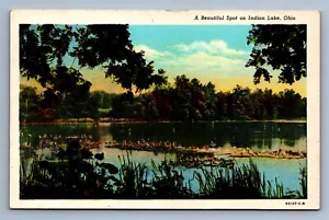 Postcard Vtg Open Air Dance Hall Russells Point Indian Lake Ohio - Picture 1 of 2