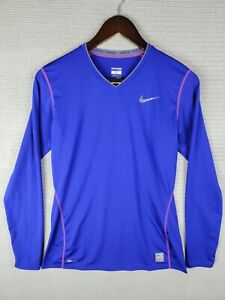 Nike Pro Active T-shirt taille moyenne manches longues ajusté col en V violet