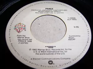 PRINCE - 1999 - 1982 SYNTH-POP 7" SINGLE 45 RPM, WARNER BROS. 7-29896 (VG-/VG) - Picture 1 of 2