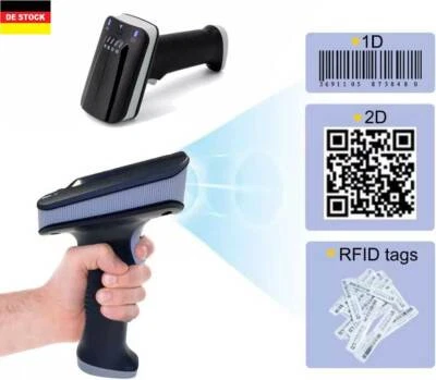 UHF RFID 1D/2D Barcode Scanner Bluetooth UHF Tag Reader Handscanner mit USB - Bild 1 von 4
