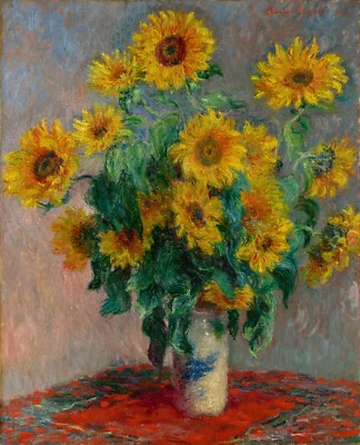 claude monet art painting canvas vintage  Print sunflowers - Image 1 of 4