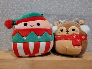 Squishmallows Christmas Bartie Elf & Darla Santa's Reindeer Mini Plush Toy Set - Picture 1 of 5