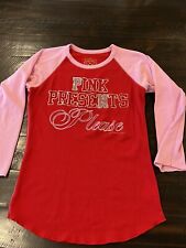 Pink by Victoria's Secret Long Sleeve Pink/Red Sequin Blouse Shirt Size: L