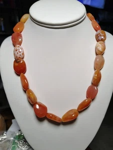 Collar de cuentas pepita de ágata naranja 18" estilo cornalina melocotón piedras preciosas pulidas - Imagen 1 de 17