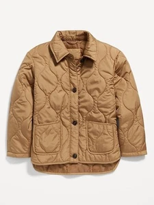 Old Navy Water Resistant Quilted Button Front Large (10-12) Color Acacia Girls - Picture 1 of 7