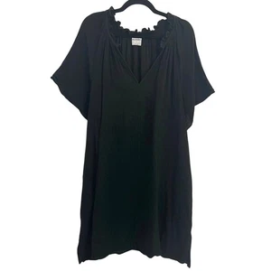 Old Navy Crinkle Gaze Swing Kleid XL schwarz Baumwolle Mini Rüschen Coverup Beachy - Bild 1 von 10