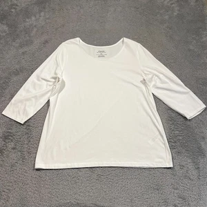 Chico's The Ultimate Tee Women's 3 US XL 16 White 3/4 Sleeve Stretch - Picture 1 of 12