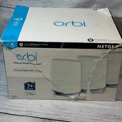 Netgear Orbi RBR750 TRI-Band Mesh Wi-Fi 6 System Router + 2 RBS750 Satelliten - Bild 1 von 4