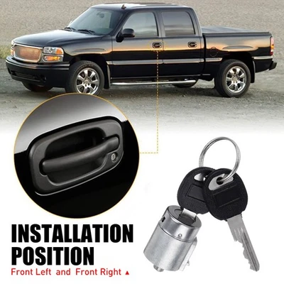 for GMC Chevy C1500 K1500 Tahoe Yukon Pair Set Door Lock Cylinder Kit with Keys - Imagem 1 de 4