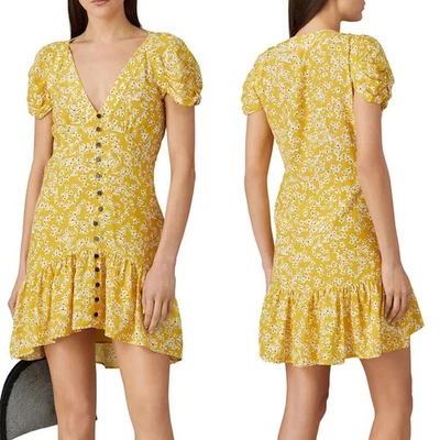 Vestido floral Wish Golden Bloom amarillo blanco Ditsy margarita para mujer talla pequeña Foto 1 de 4