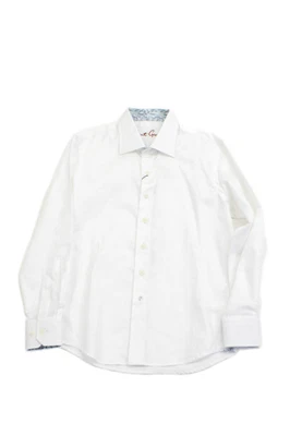 Camisa Oxford Masculina Robert Graham Manga Longa Gola Frontal Botão Branca Tamanho 8 - Imagem 1 de 4