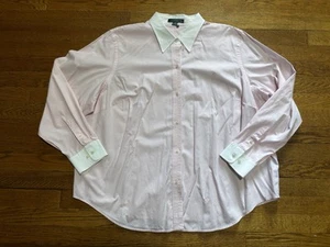Vintage 90’s Lauren Ralph Lauren Pink & White Button Down Shirt (2X) - Picture 1 of 15