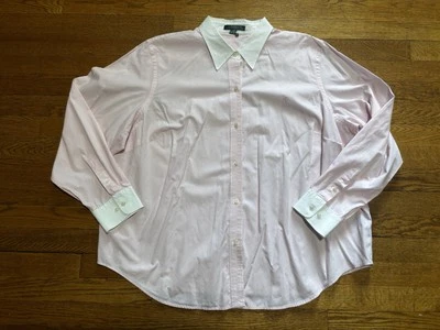 Vintage 90’s Lauren Ralph Lauren Pink & White Button Down Shirt (2X) - Image 1 of 4
